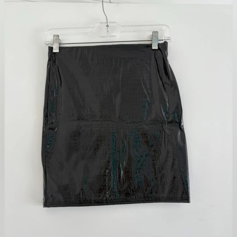 Pretty little thing croc black leather skirt